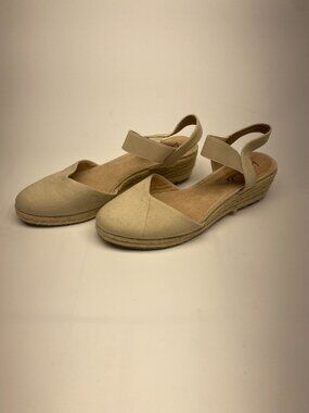 Life Stride Womens Kimmie Beige Espadrille Wedge Sz 9.5